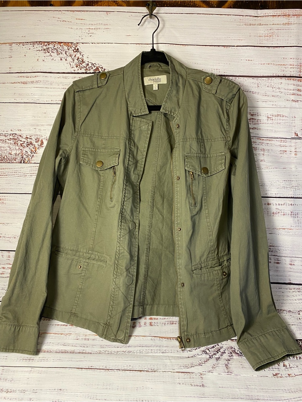 Charlotte Russe Olive Green Utility Jacket Sz-S